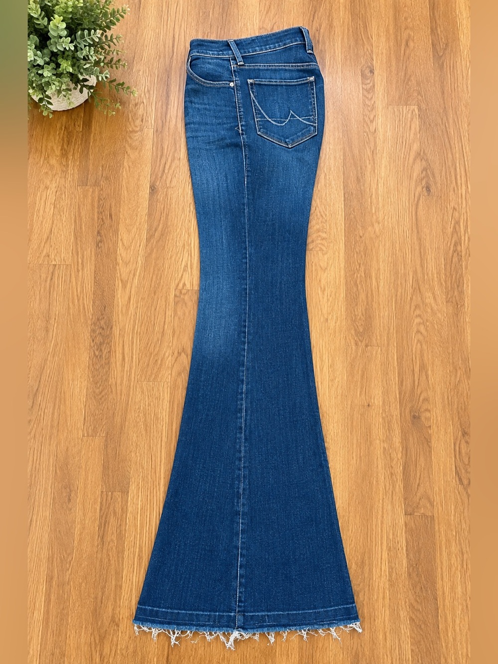 Ariat Dark Blue High-Rise Flare Jeans with Raw Hem